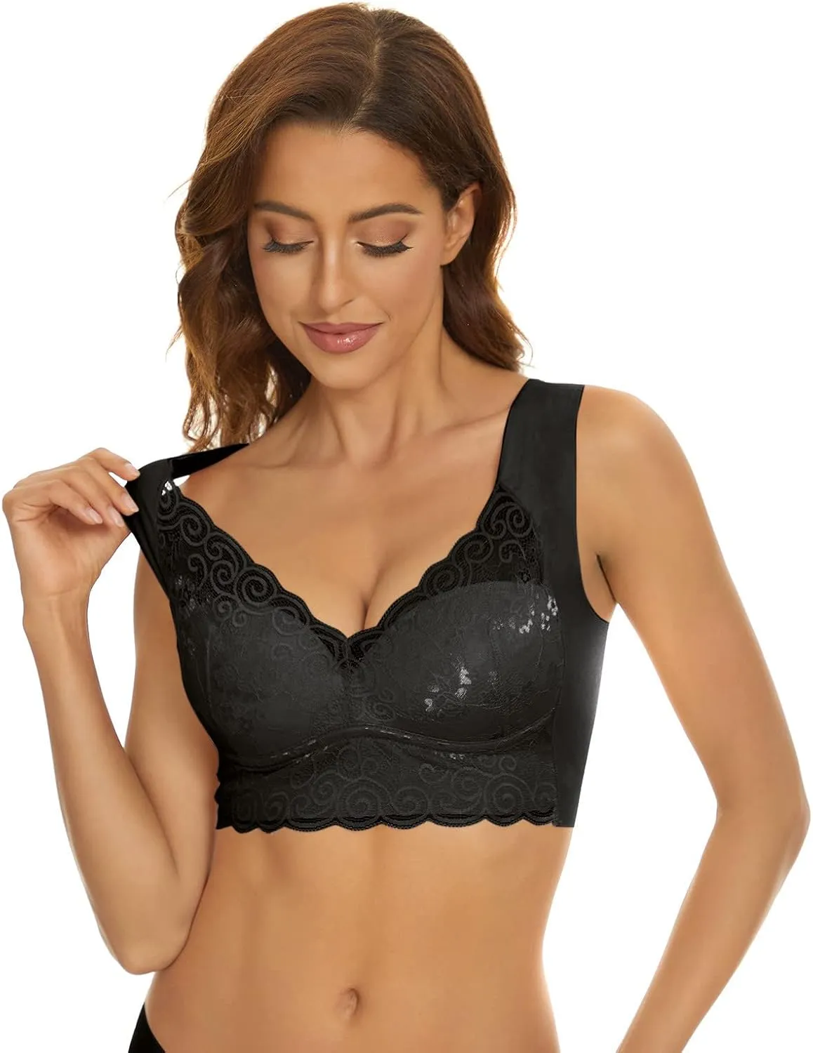 2 Pieces Lace Bra Plus Size Bra Women Underwear Bralette Crop Top Sexy Female Bra Large Top Female Push Up