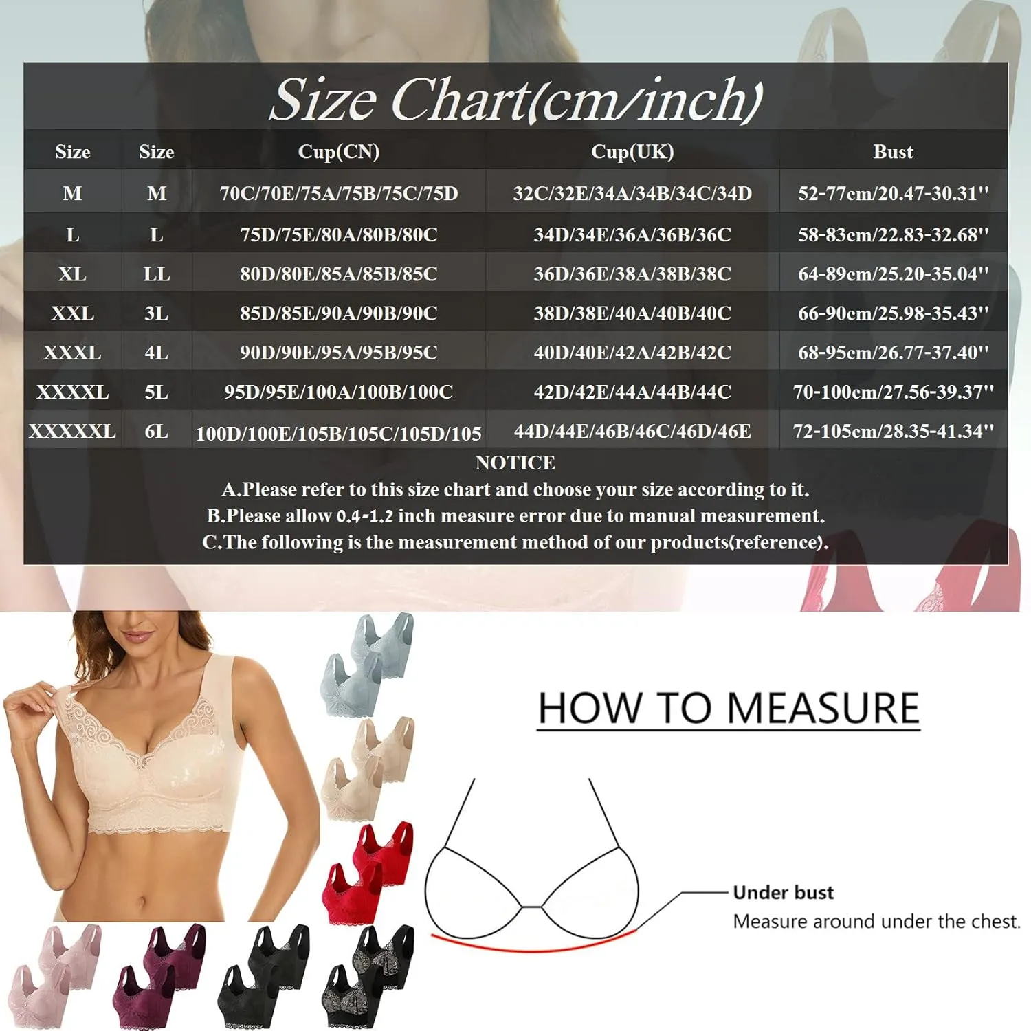 2 Pieces Lace Bra Plus Size Bra Women Underwear Bralette Crop Top Sexy Female Bra Large Top Female Push Up