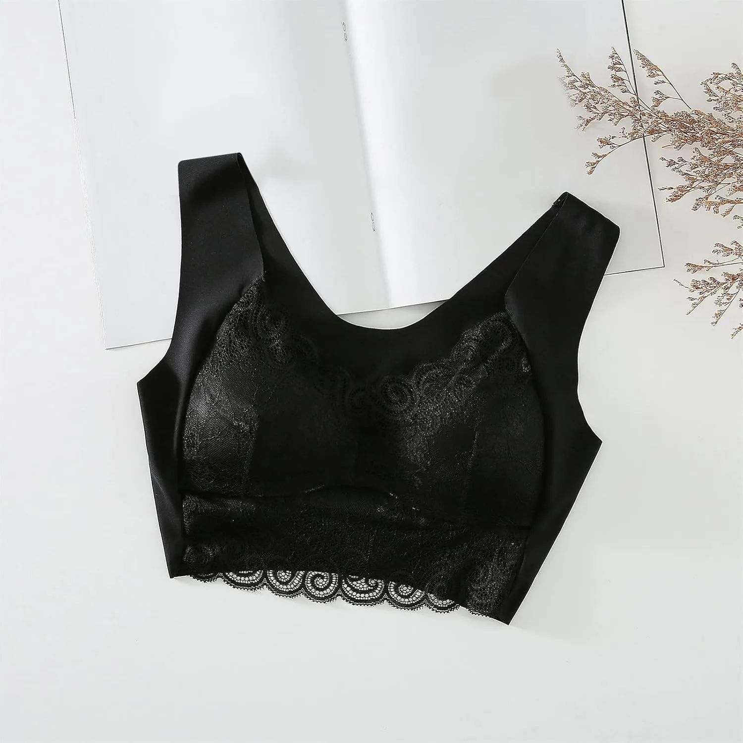 2 Pieces Lace Bra Plus Size Bra Women Underwear Bralette Crop Top Sexy Female Bra Large Top Female Push Up