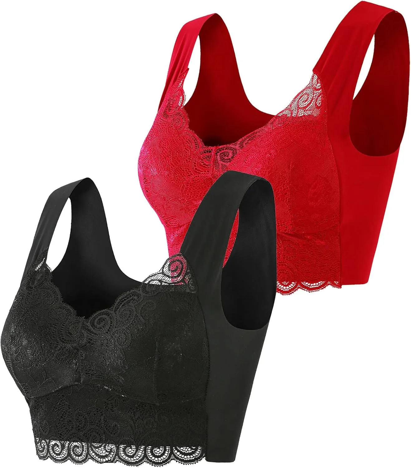 2 Pieces Lace Bra Plus Size Bra Women Underwear Bralette Crop Top Sexy Female Bra Large Top Female Push Up