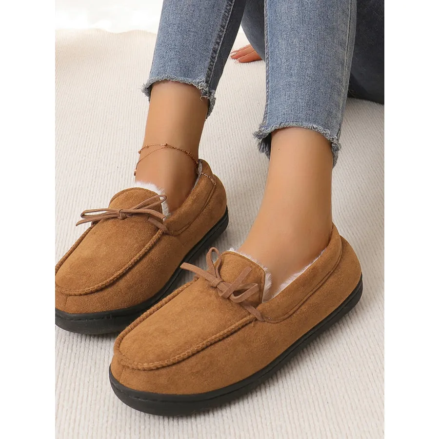 Bow Round Toe Flat Slip-Ons