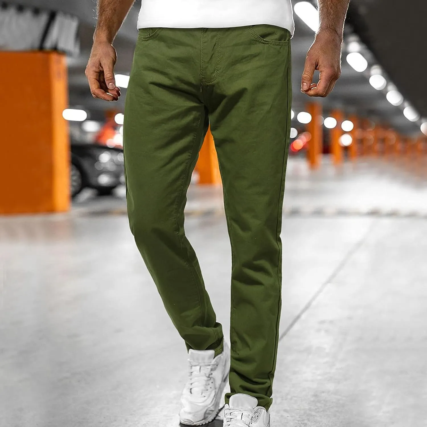 Button Men's Mid-waist Jeans With Pocket Jeans Casual Men's Zip Men's pants Key Relaxed Fit Jeans for Men