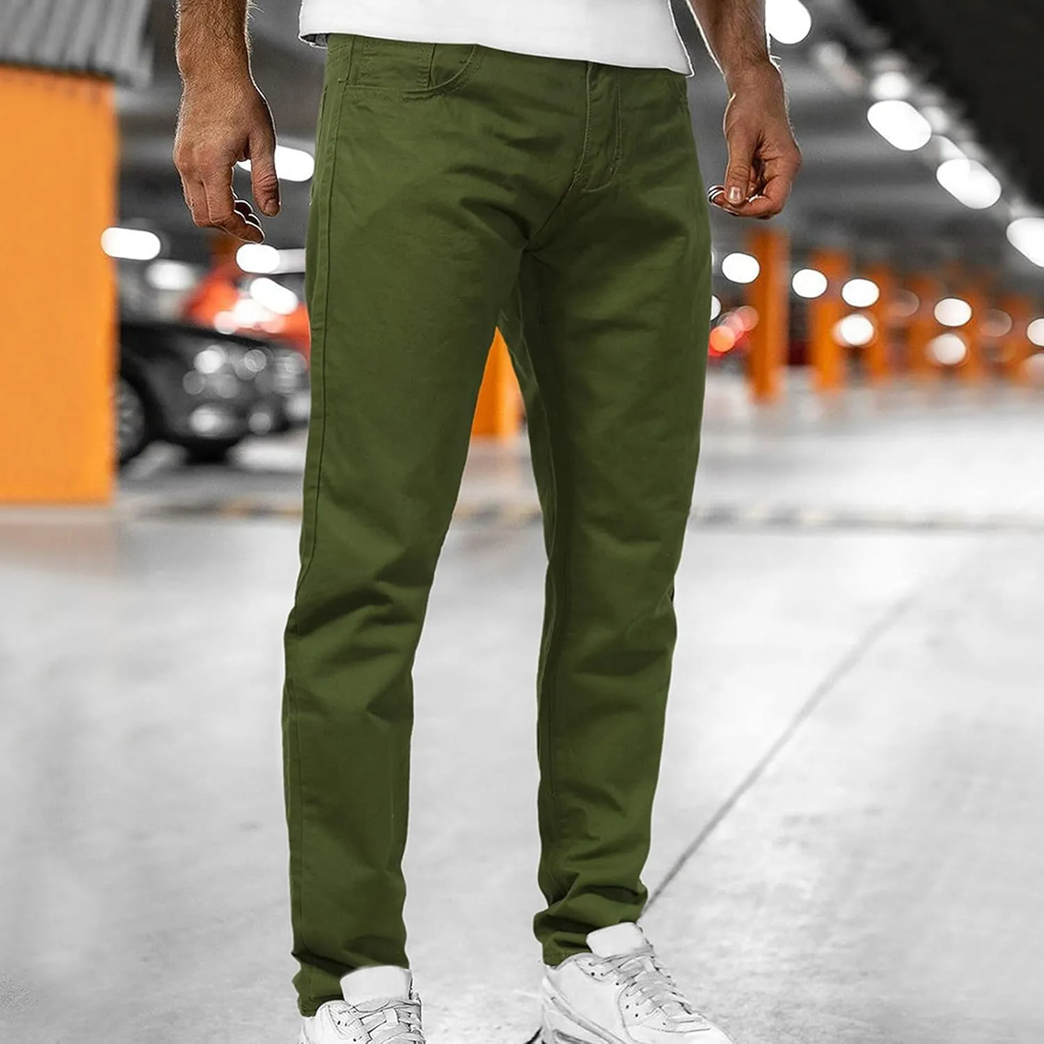 Button Men's Mid-waist Jeans With Pocket Jeans Casual Men's Zip Men's pants Key Relaxed Fit Jeans for Men