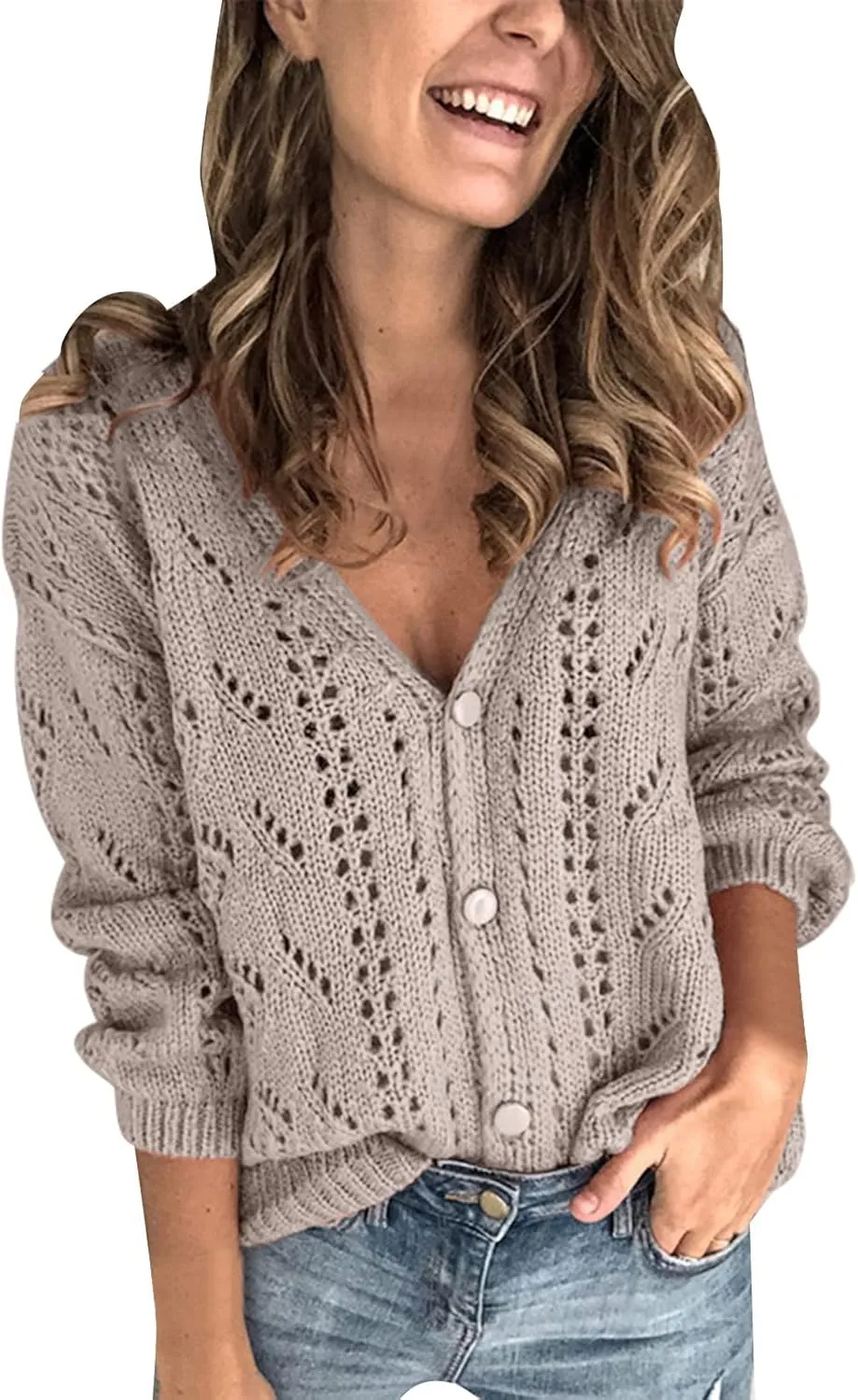 Cardigan Sweaters for Women Women's 2024 Fashion Casual Open Front Long Sleeve Chunky Knit Cardigans Sweaters