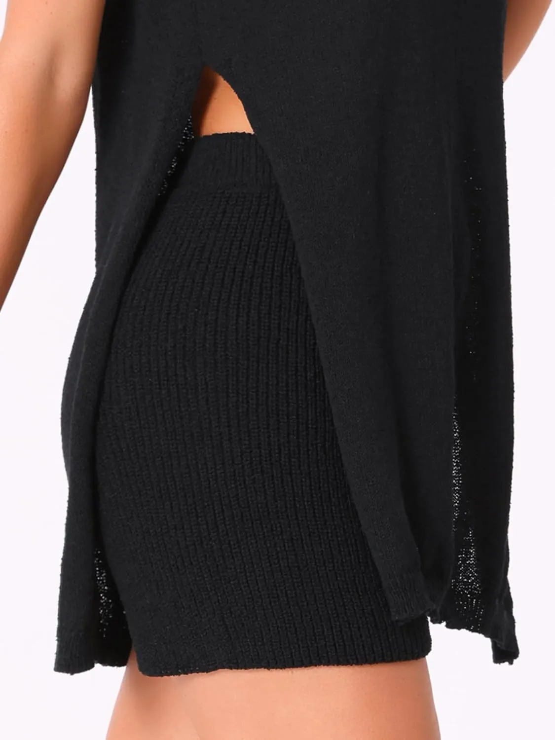 cheibear Womens 2025 Tank Top Lounge Set Sleeveless Stretchy Knit 2 Piece Outfits Slim Fitted Shorts Sets