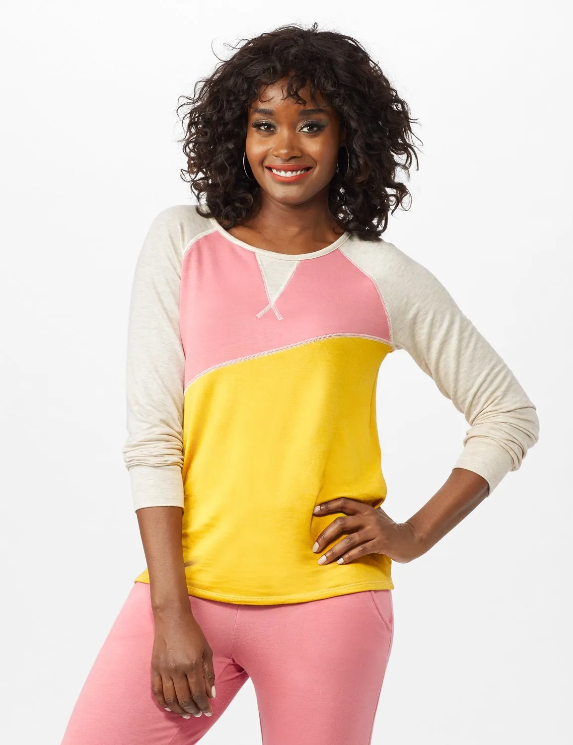 Color Block Sweatshirt w/ Stitch Detail