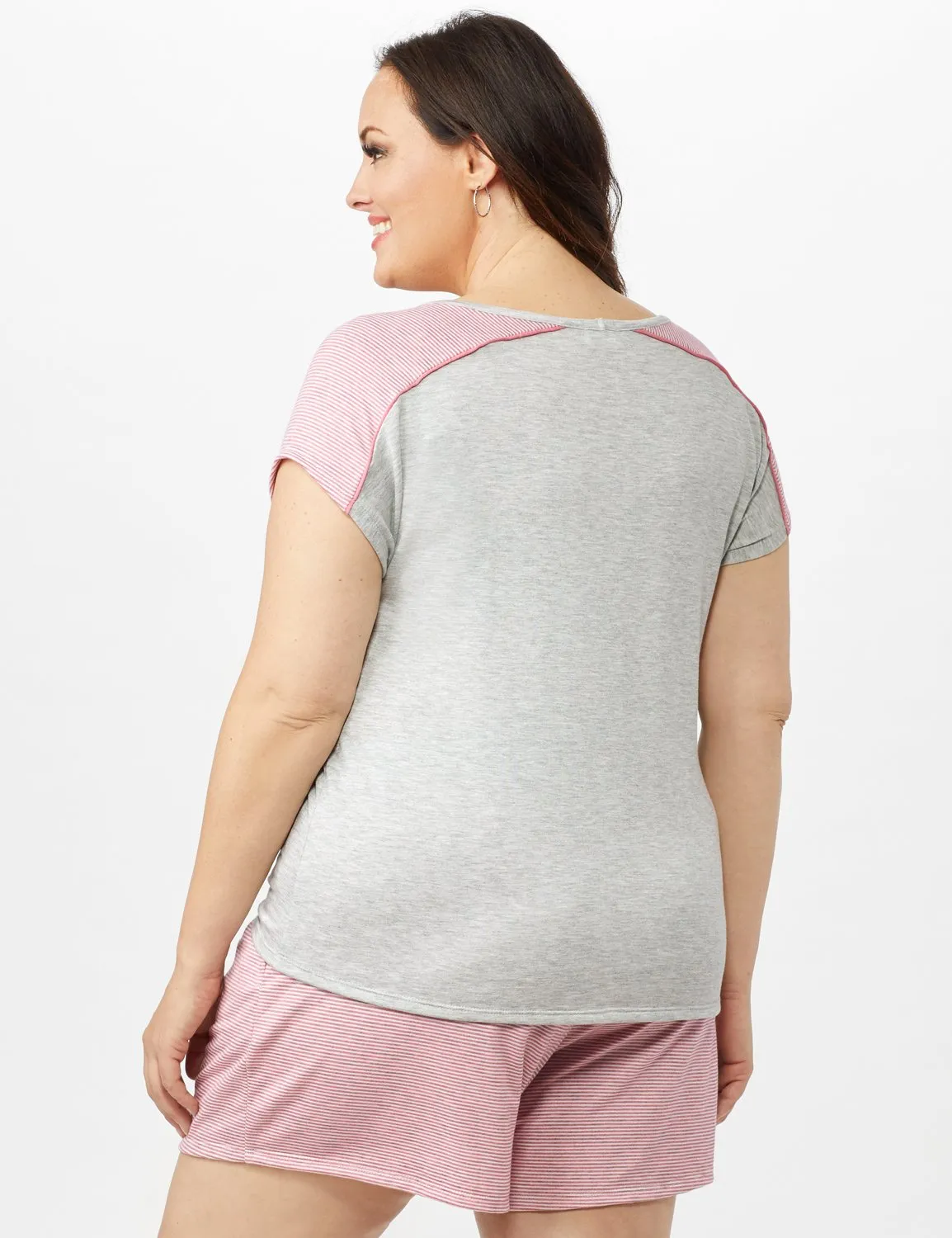 Color Block Tie Front Knit Tee