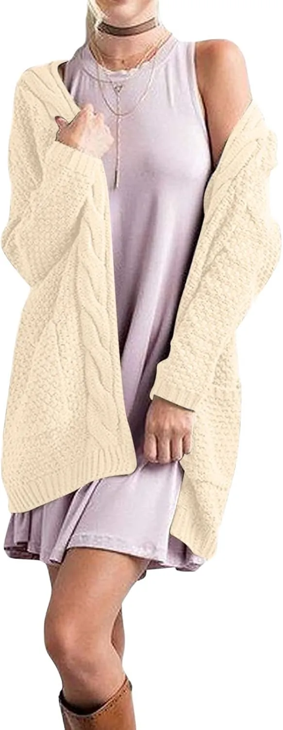 Knit Casual Cardigan Sweaters for Women Loose Open Front Warm Chunky with Pockets Plus Size Women's Cardigan Sweaters