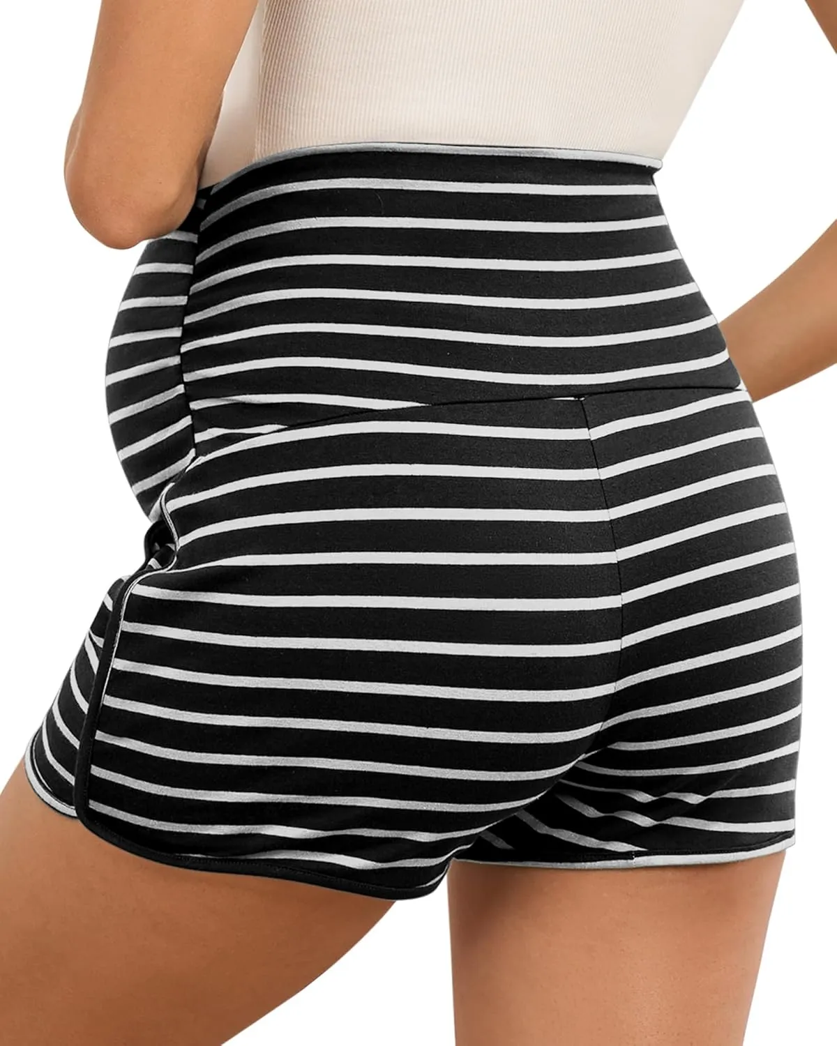 Maternity Shorts Over Belly Comfy Lounge Sleep Pajama Workout Athletic Pregnancy Shorts with Pockets