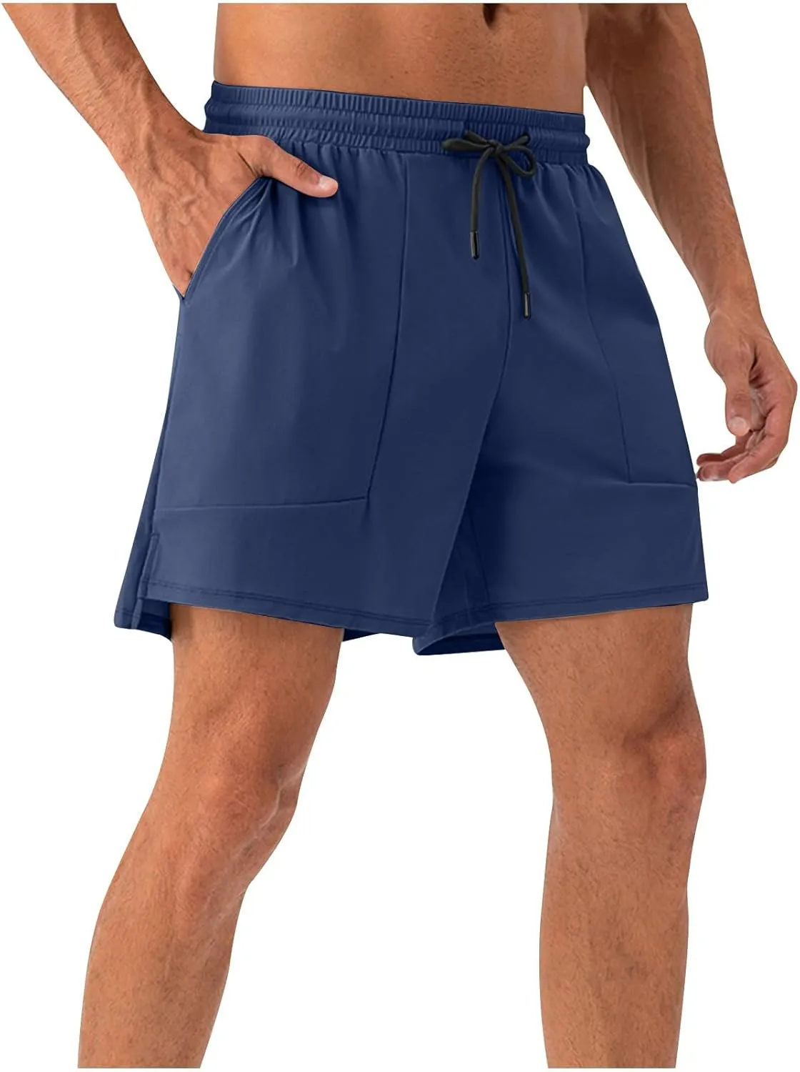 Men's Athletic Running Shorts Quick Dry Workout Drawstring Shorts Lightweight Summer Gym Sports Shorts with Pockets