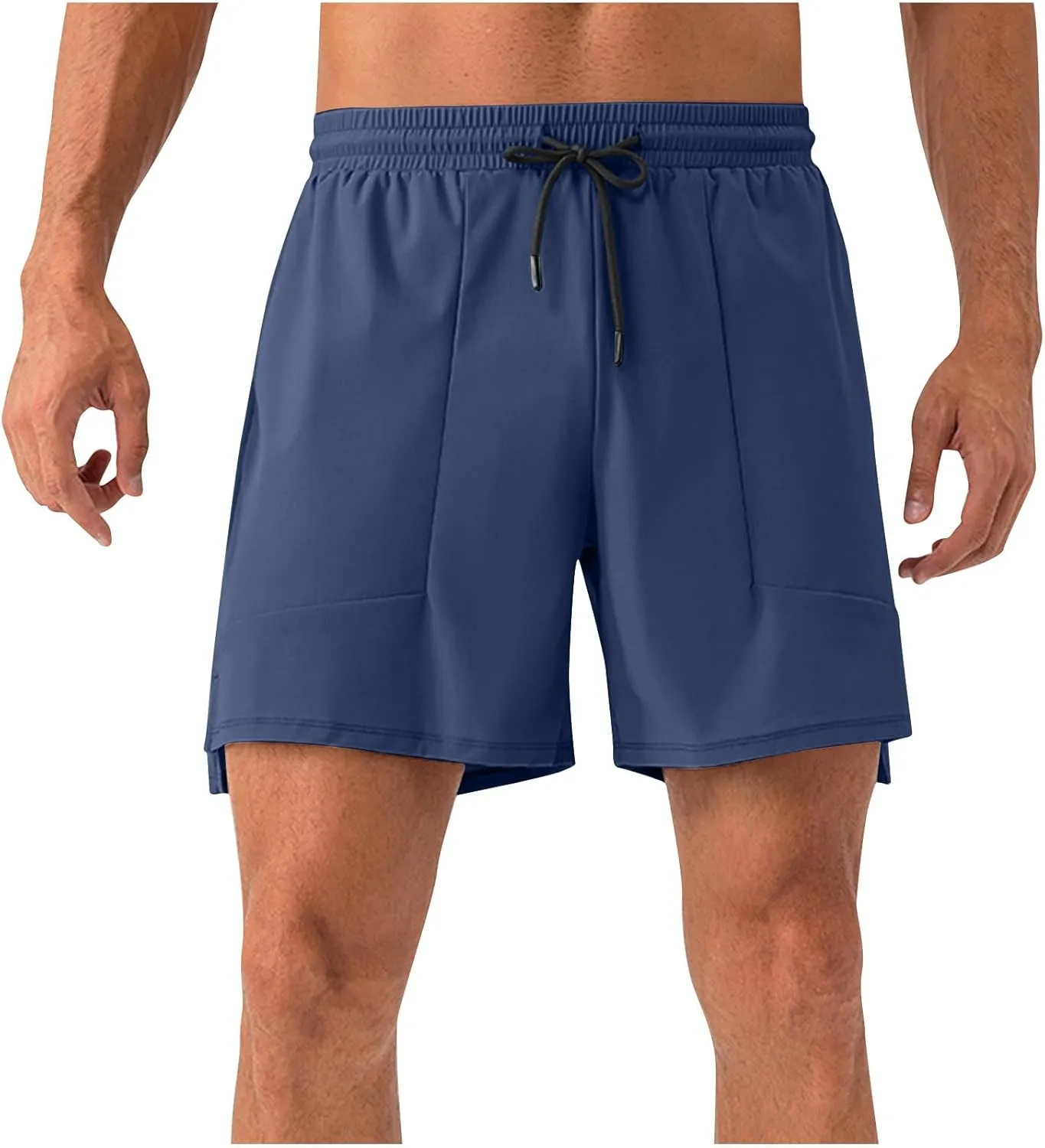 Men's Athletic Running Shorts Quick Dry Workout Drawstring Shorts Lightweight Summer Gym Sports Shorts with Pockets