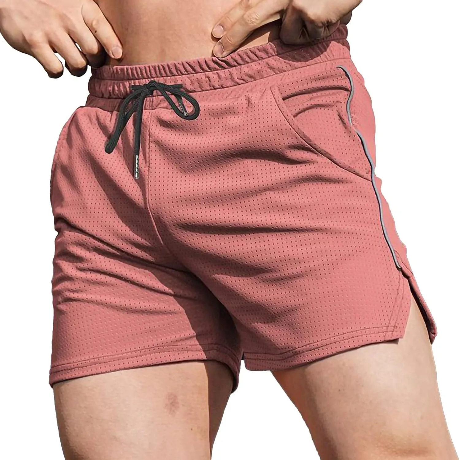 Men's Athletic Shorts Elastic Waist Gym Running Shorts with Pockets Summer Casual Quick Dry Breathable Workout Shorts