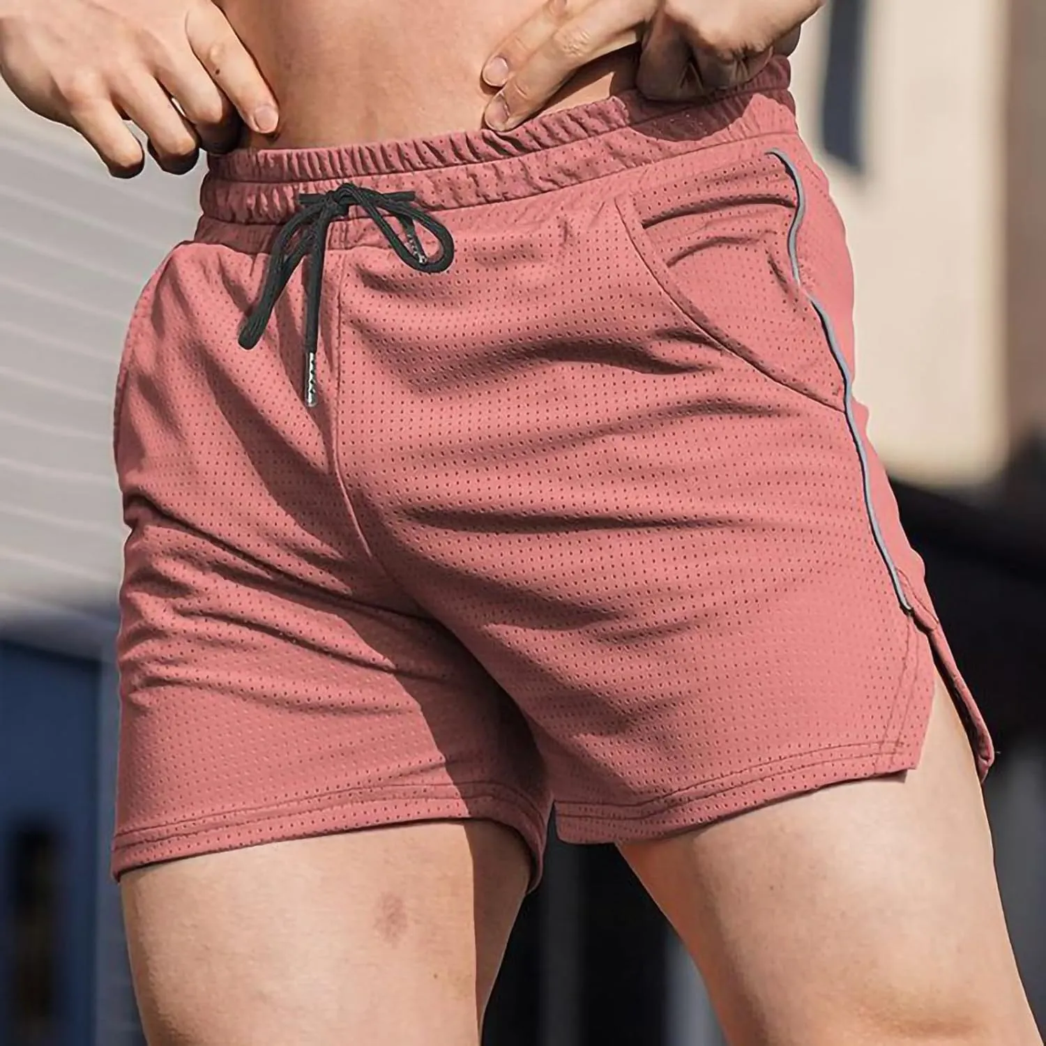 Men's Athletic Shorts Elastic Waist Gym Running Shorts with Pockets Summer Casual Quick Dry Breathable Workout Shorts