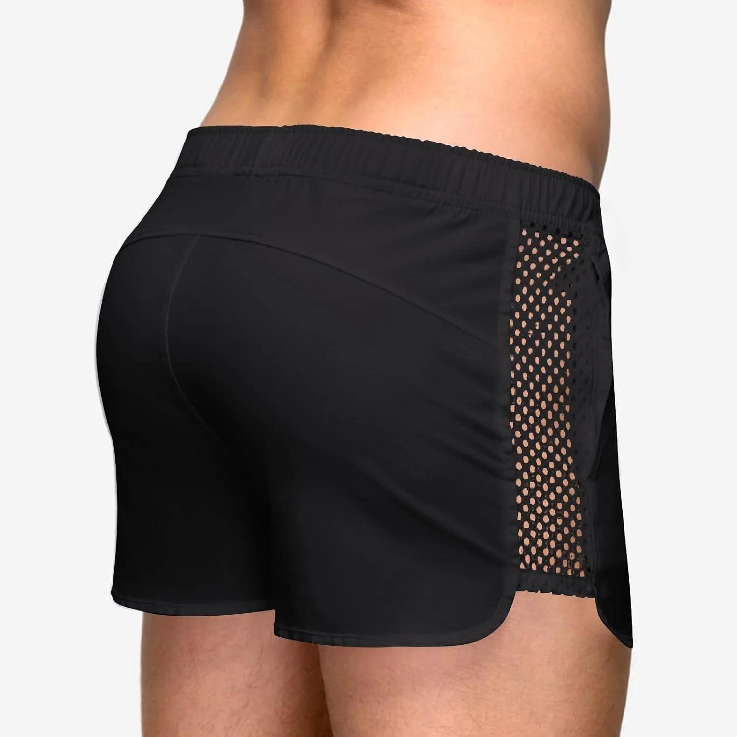 Men's Running Workout Shorts Casual Mesh Elastic Waist Quick Dry Short Bodybuilding Athletic Gym Summer Beach Shorts