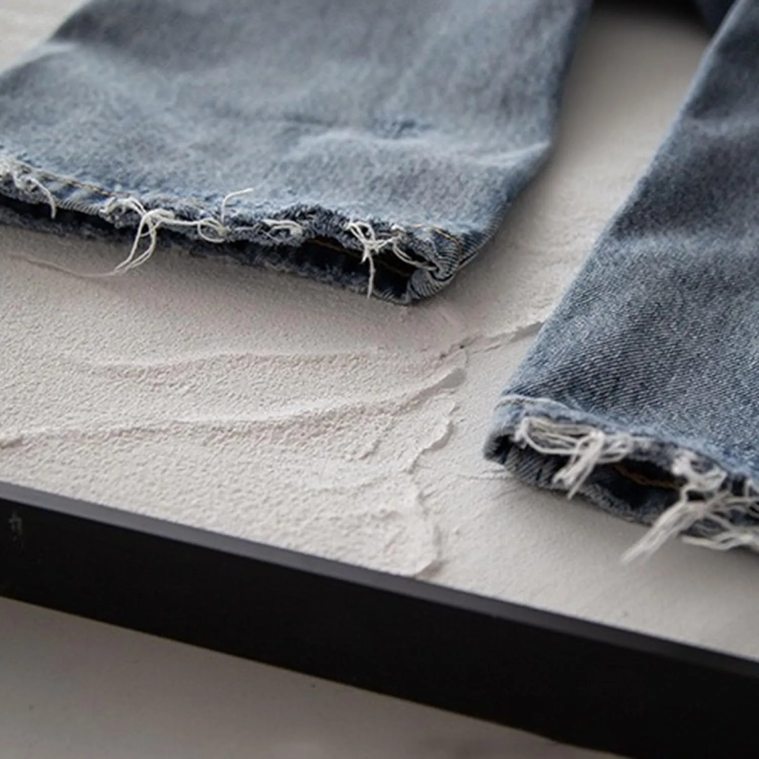 Men's Vintage Relaxed Fit Classic Jeans Casual Blue Regular Denim Pants Distressed Basic Streetwear Jeans