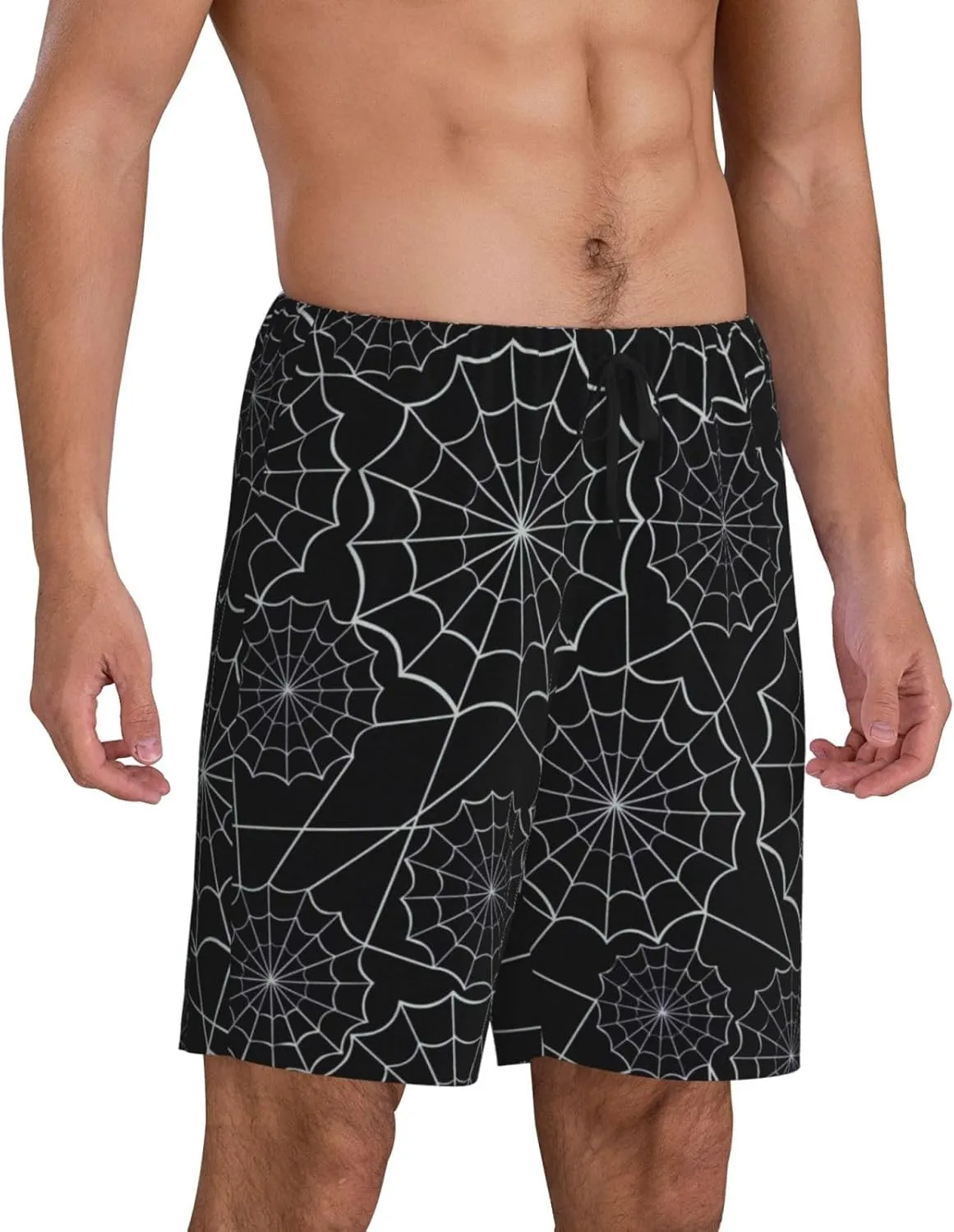 Novastar Mens Pajama Pants - Spider Web Black Sleep Comfy Shorts Mens Pajama Shorts, Pj Pants for Mens Lounge Shorts