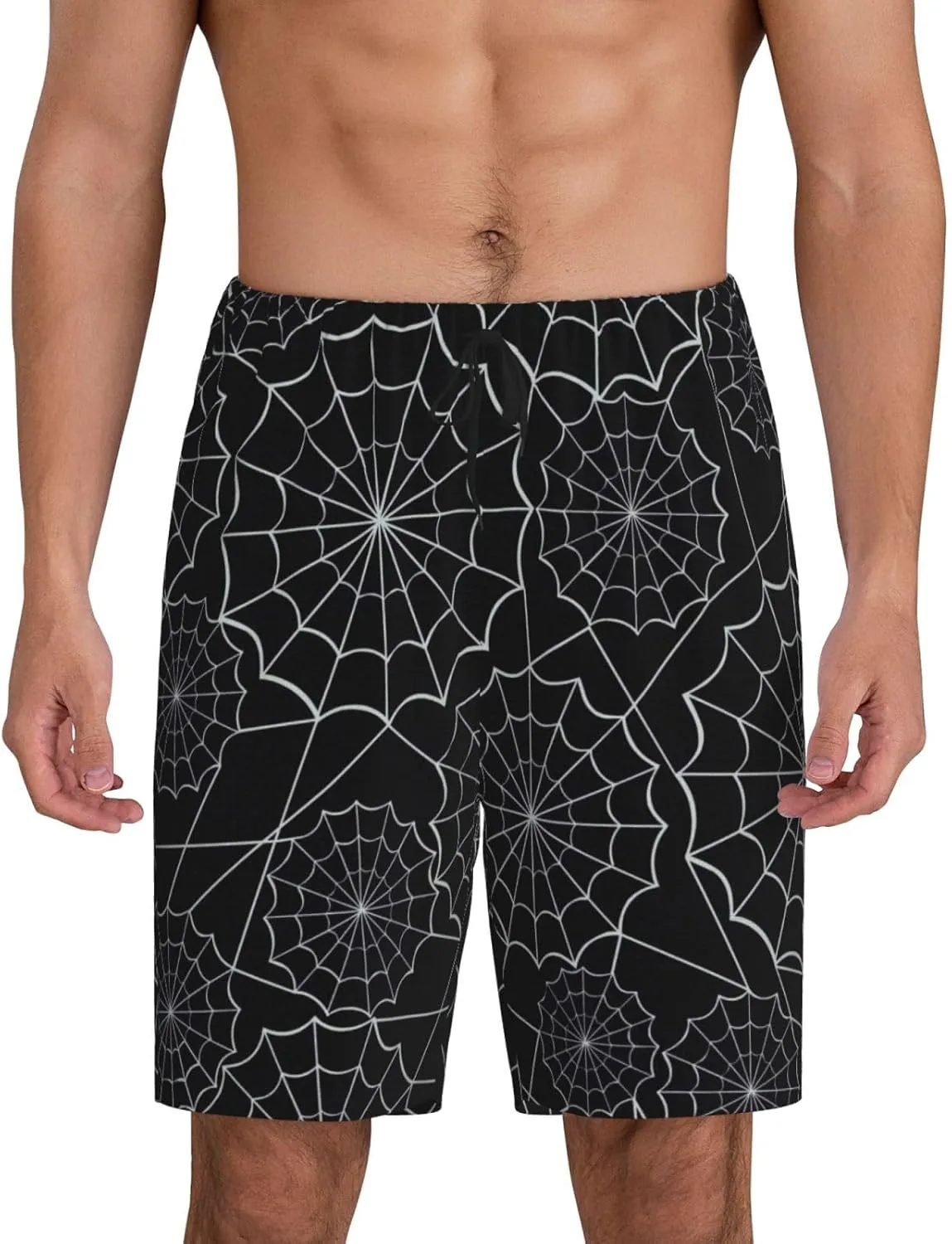 Novastar Mens Pajama Pants - Spider Web Black Sleep Comfy Shorts Mens Pajama Shorts, Pj Pants for Mens Lounge Shorts