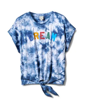 "Dream" Tie Dye Tie Front Top