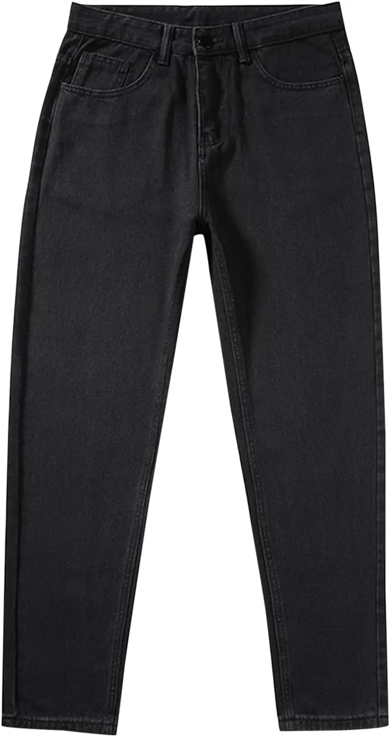 Solid Pocket Jeans Fashion Fly Casual Straight Pants Trousers Zipper Denim Men's Mens 550 Relaxed Fit Jeans