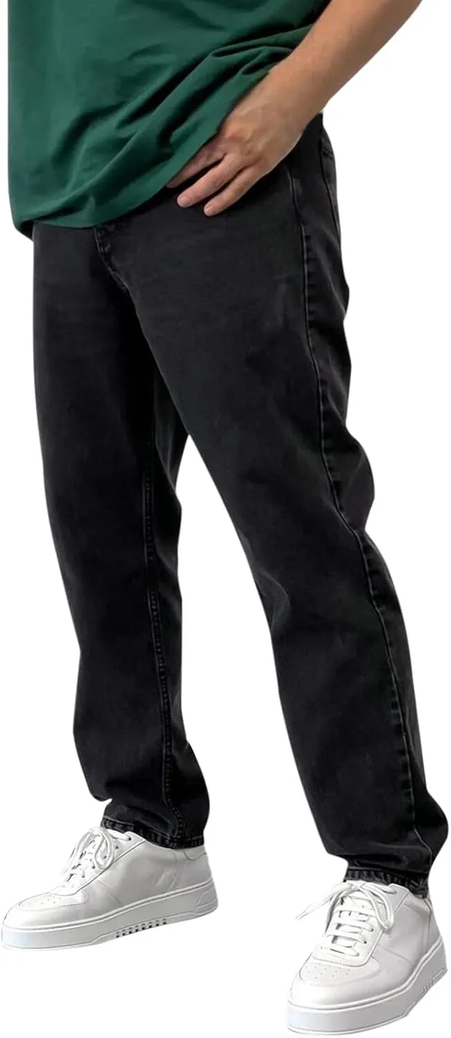 Solid Pocket Jeans Fashion Fly Casual Straight Pants Trousers Zipper Denim Men's Mens 550 Relaxed Fit Jeans