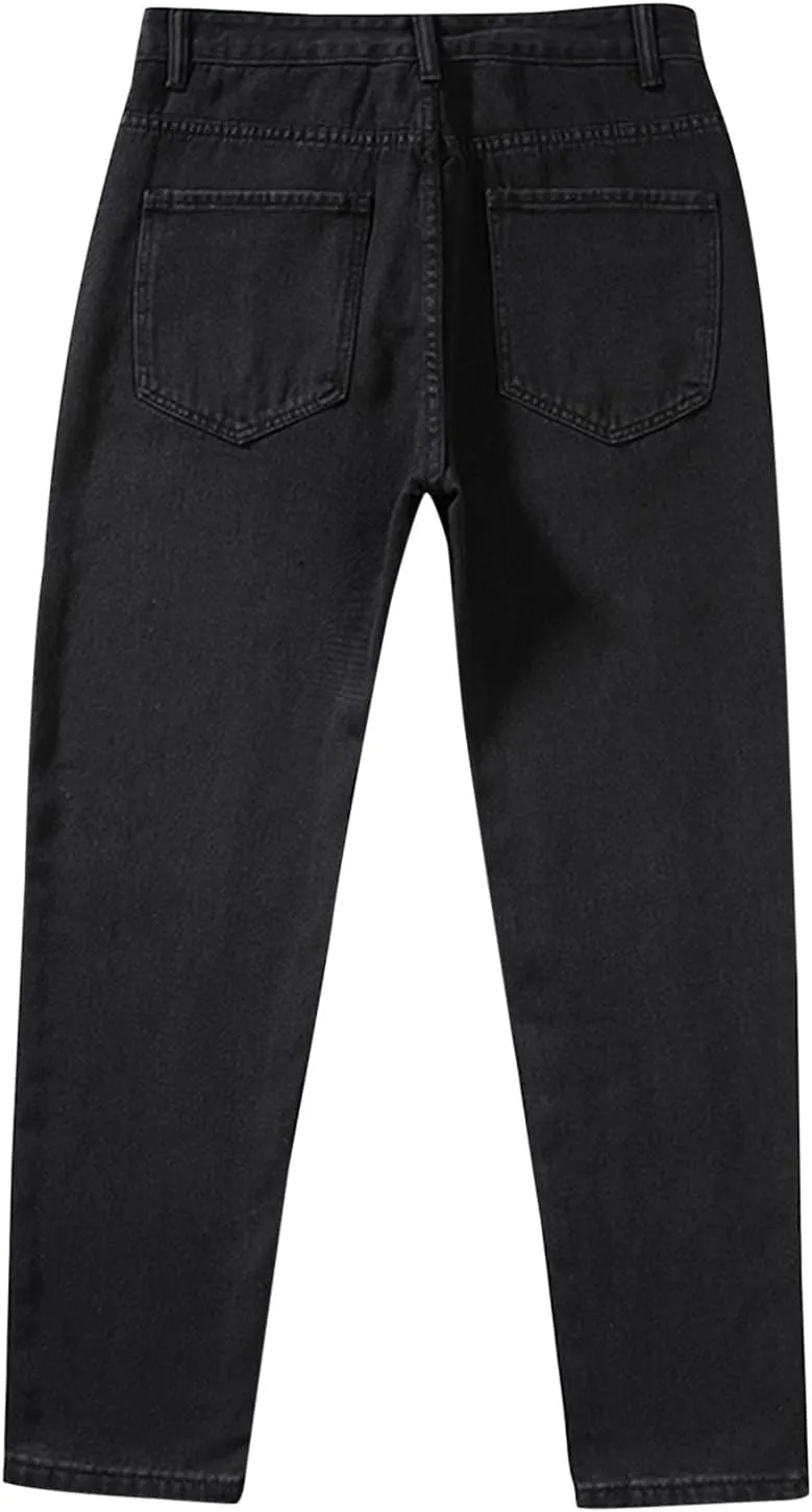 Solid Pocket Jeans Fashion Fly Casual Straight Pants Trousers Zipper Denim Men's Mens 550 Relaxed Fit Jeans