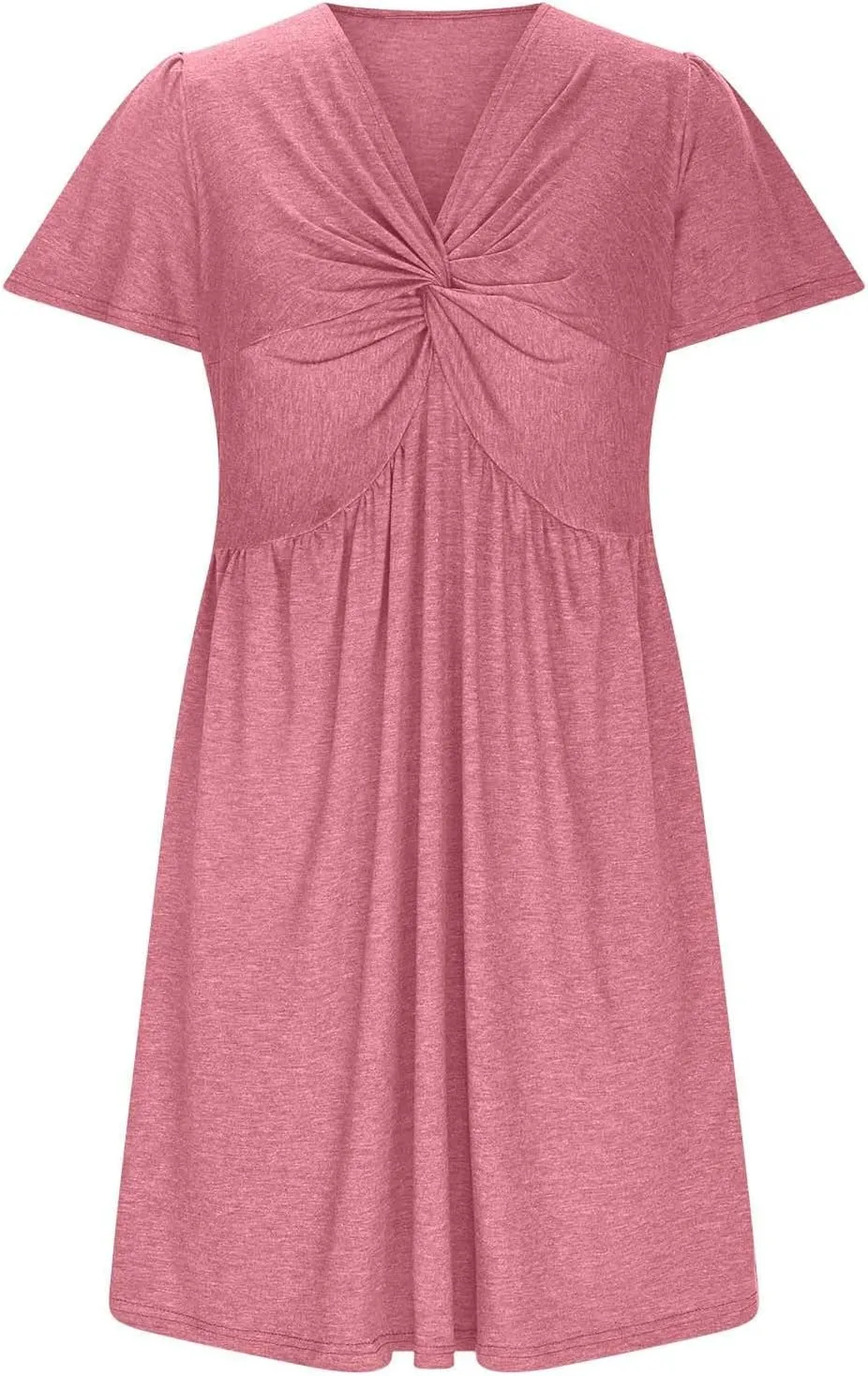 Twist Wrap Dresses for Women Solid Color V Neck High Waist Pleated Dress Fashion Casual S Slim Fit Streetwear