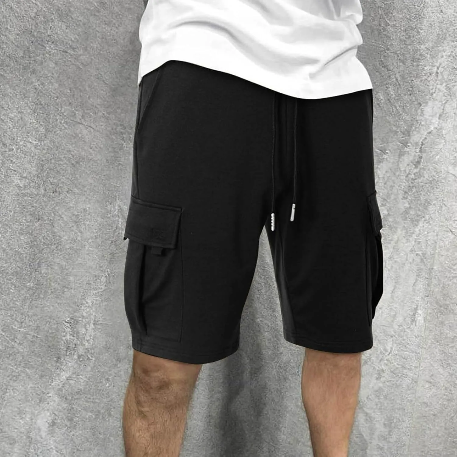 WANZZXCSL Mens Cargo Shorts Summer Drawstring Baggy Jogger Pants Lightweight Casual Tactical Hiking Short with Multi Pockets