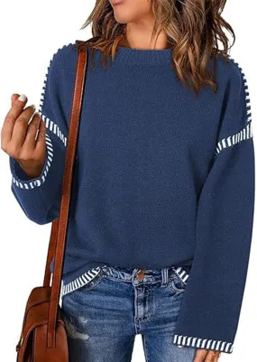 Women Knitted Sweater Chunky Y2k Drop Shoulder Pullover Cute Warm Jumper Crochet Fall Winter Knitted Outfits