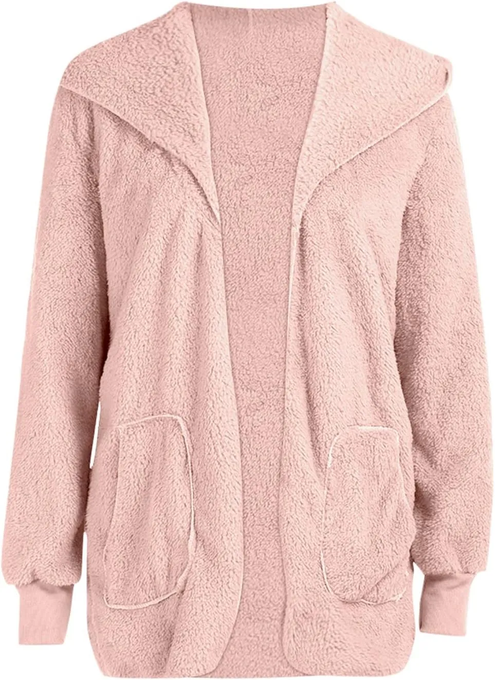 Women's Hooded Cardigan Sherpa Fuzzy Fleece Jacket Warm Coat Outwear with Pockets 