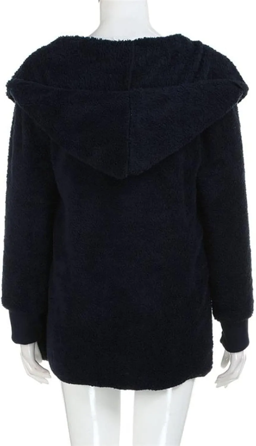 Women's Hooded Cardigan Sherpa Fuzzy Fleece Jacket Warm Coat Outwear with Pockets 
